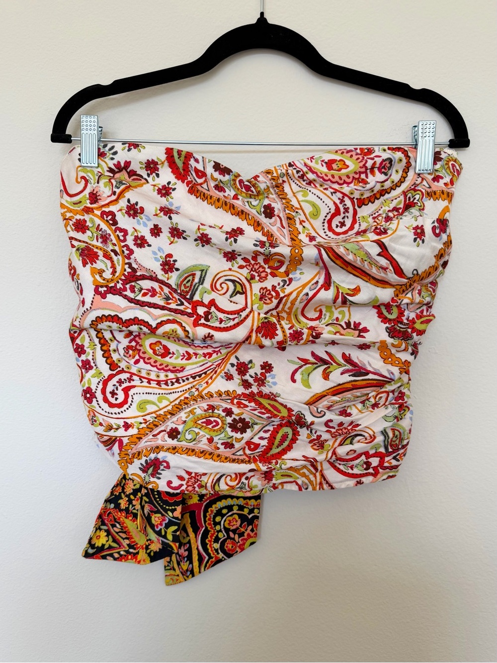 New York & Company Paisley Bandana Print Tie Back Tube Top XL